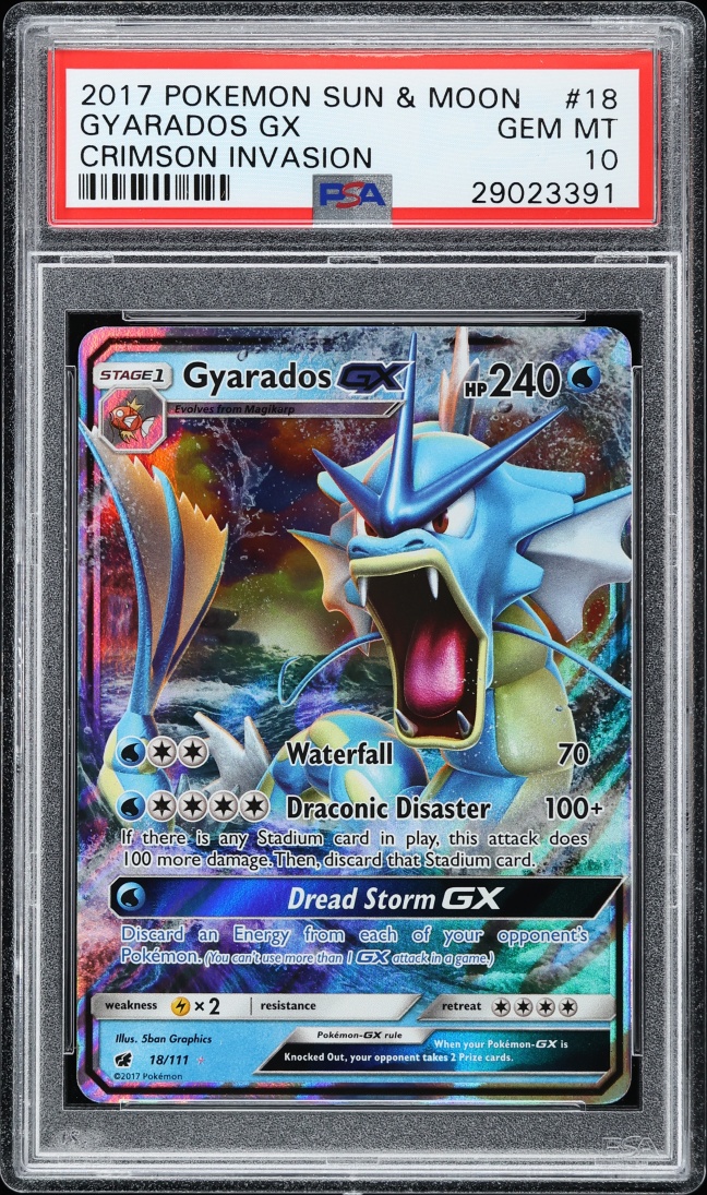 2017 Pokemon Sun & Moon Crimson Invasion Holo Gyarados GX #18 PSA 10 GEM MINT