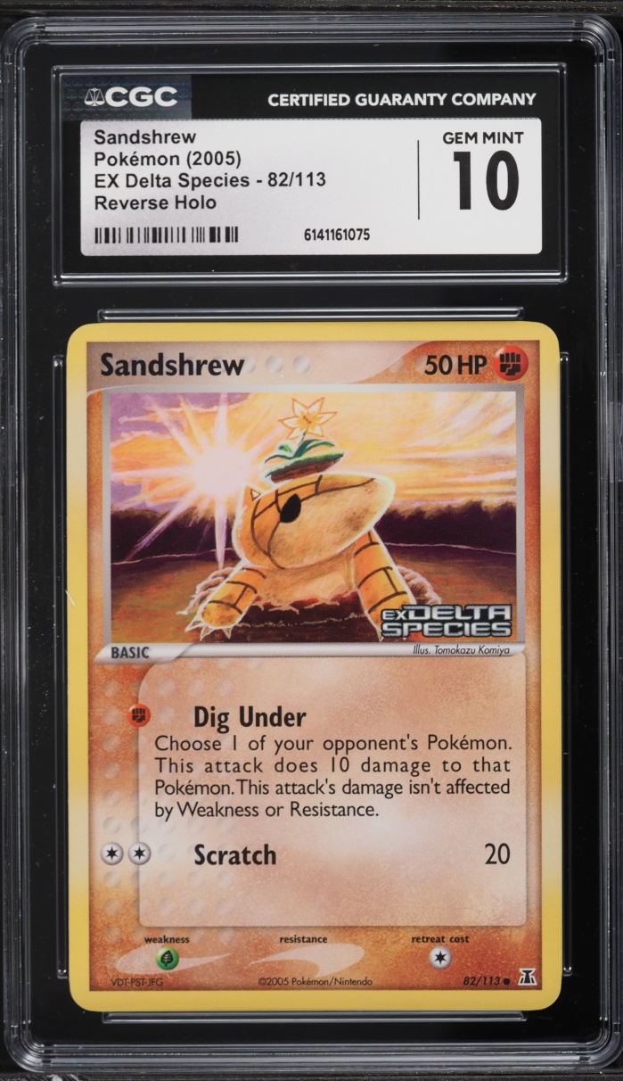 2005 Pokemon EX Delta Species Reverse Holo Sandshrew #82 CGC 10 GEM MINT