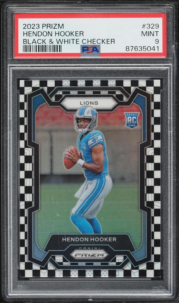 2023 Panini Prizm Black & White Checker Hendon Hooker ROOKIE #329 PSA 9 MINT