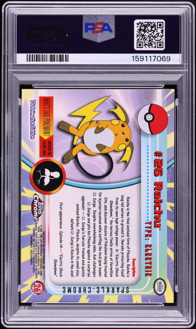 2000 Topps Chrome Pokemon Series 1 Sparkle Raichu #26 PSA 10 GEM MINT