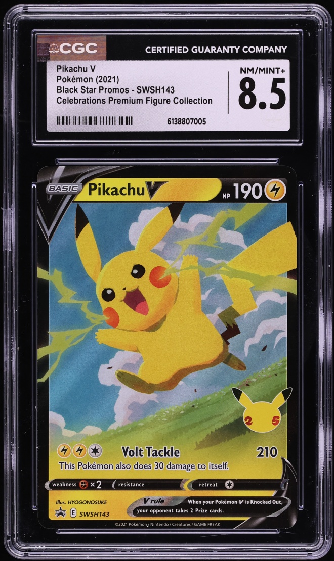 2021 Pokemon Sword & Shield Promo Celebrations Premium Pikachu V #SWSH143 CGC 8.5 NM-MT+