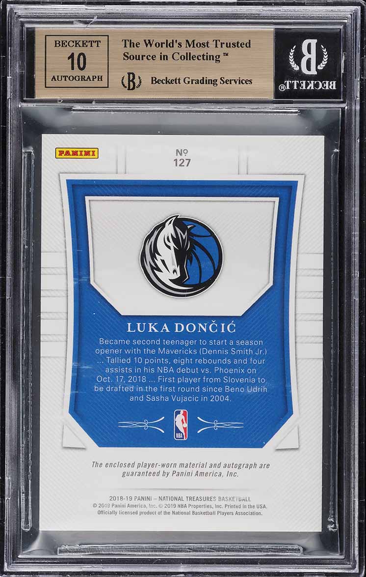 2018 National Treasures Limited Luka Doncic ROOKIE PATCH AUTO /20 #127 BGS 9.5