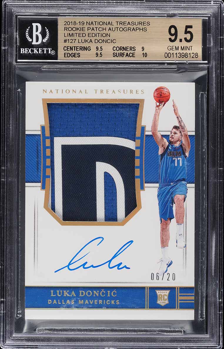 2018 National Treasures Limited Luka Doncic ROOKIE PATCH AUTO /20 #127 BGS 9.5