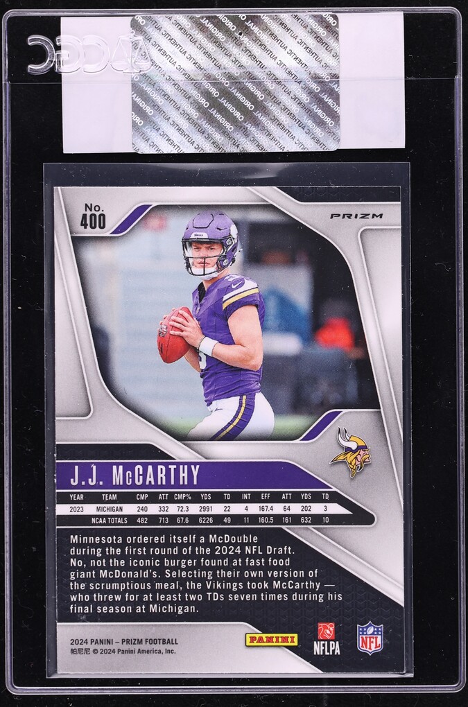 2024 Panini Prizm Red White & Blue J.J. McCarthy ROOKIE #400 CGC AUTH