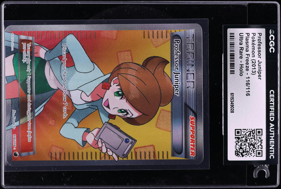 2013 Pokemon Black & White Plasma Freeze Full Art Professor Juniper #116 CGC AUTH