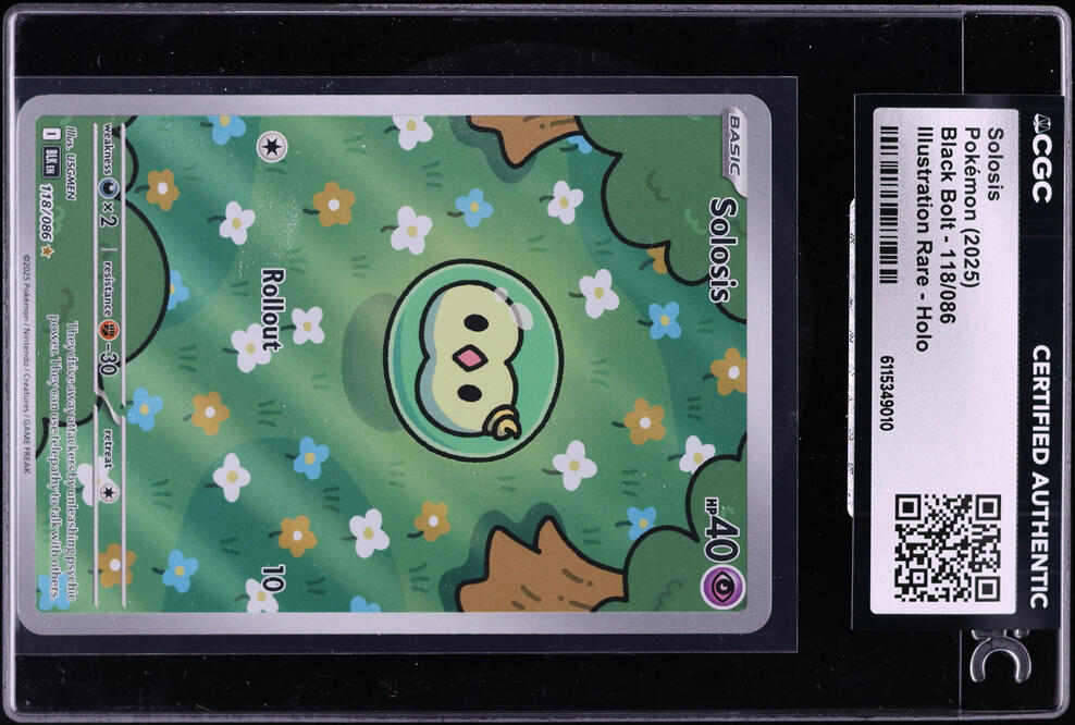 2025 Pokemon Scarlet & Violet Black Bolt IR Solosis #118 CGC AUTH