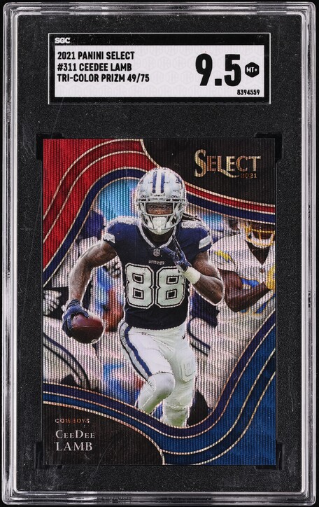 2021 Select Field Level Tri-Color Prizm CeeDee Lamb /75 #311 SGC 9.5 MINT+