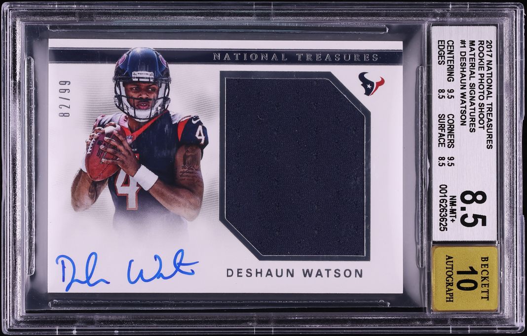 2017 National Treasures Deshaun Watson ROOKIE PATCH AUTO /99 BGS 8.5 NM-MT+