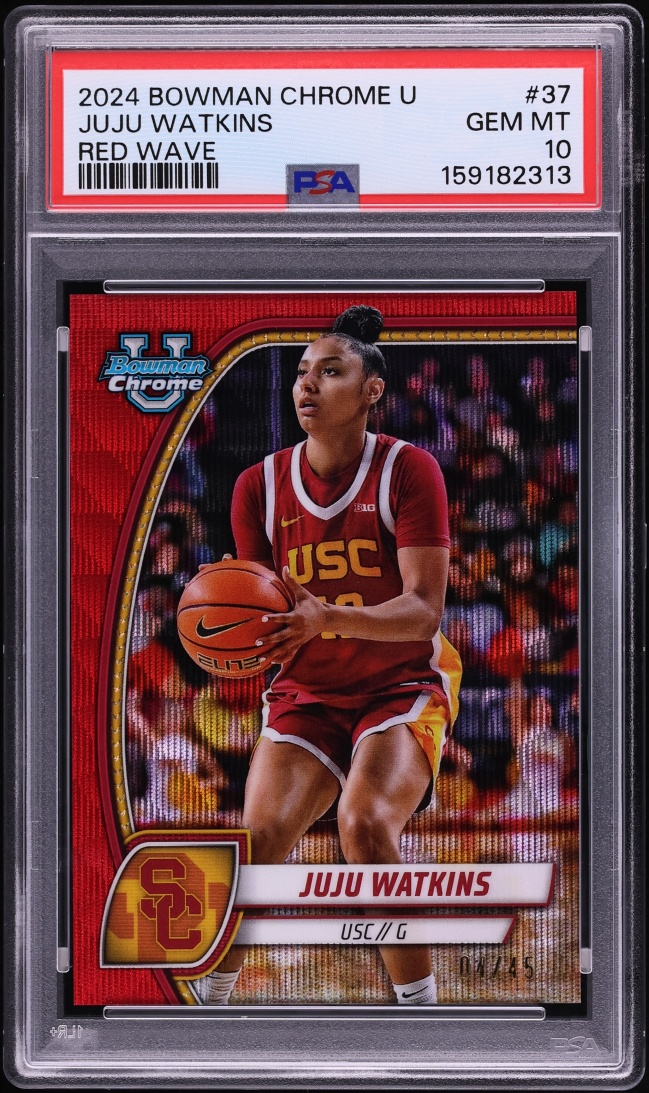2024 Bowman Chrome University Red Wave Juju Watkins ROOKIE /45 #37 PSA 10 GEM MINT