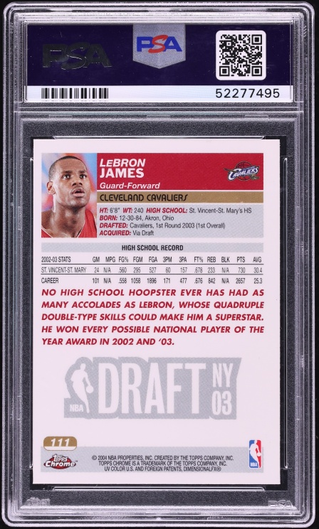 2003 Topps Chrome LeBron James ROOKIE #111 PSA 8 NM-MT