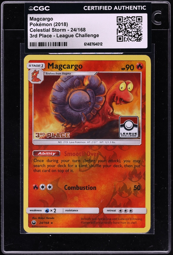 2018 Pokemon SM Celestial Storm 3rd Place League Challenge Magcargo #24 CGC AUTH