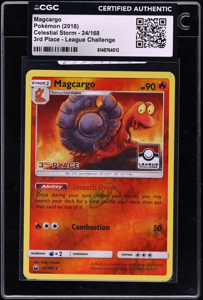 2018 Pokemon SM Celestial Storm 3rd Place League Challenge Magcargo #24 CGC AUTH