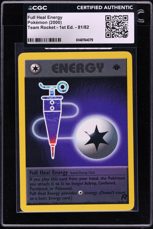 2000 Pokemon Team Rocket 1st Edition Full Heal Energy #81 CGC AUTH