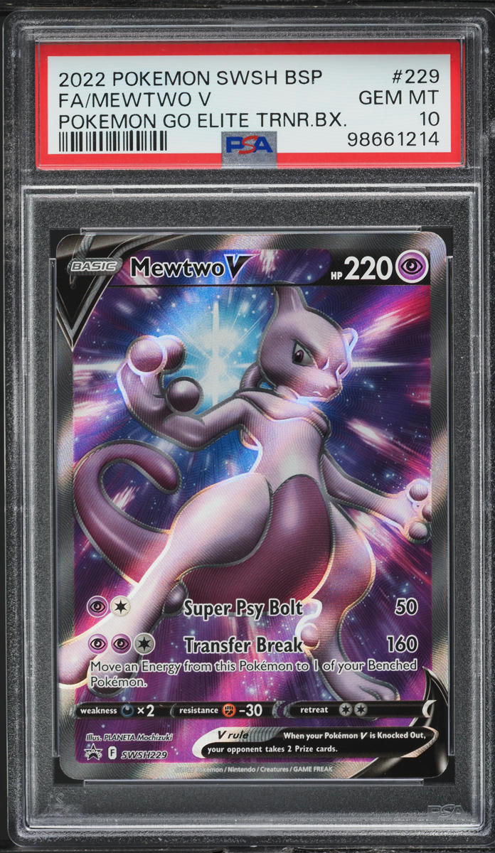 2022 Pokemon SWSH Black Star Promo Pokemon GO Elite Mewtwo V #229 PSA ...
