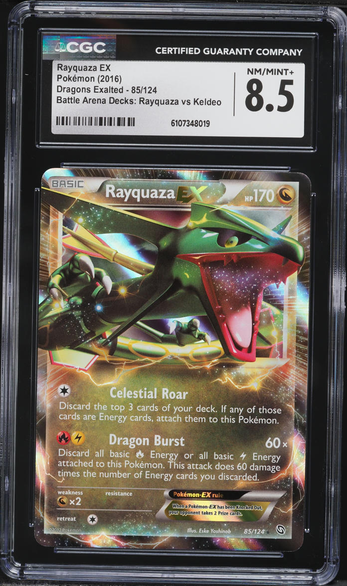 2016 Pokemon Black & White Dragons Exalted Battle Arena Holo Rayquaza EX #85 CGC 8.5 NM-MT+