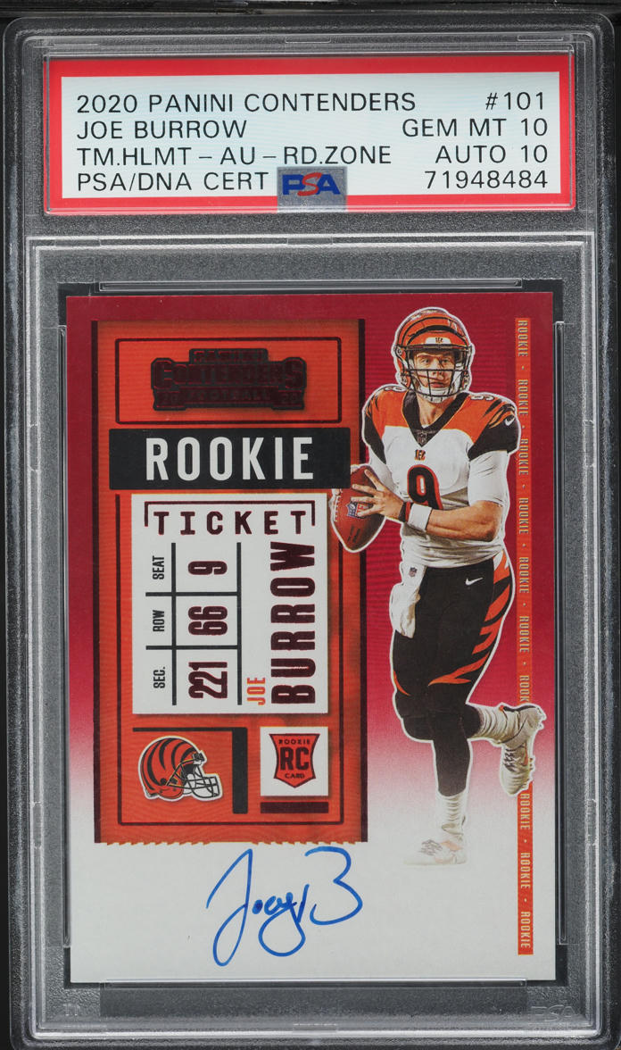 2020 Panini Contenders Red Zone Joe Burrow ROOKIE AUTO DNA 10 #101 PSA 10 GEM