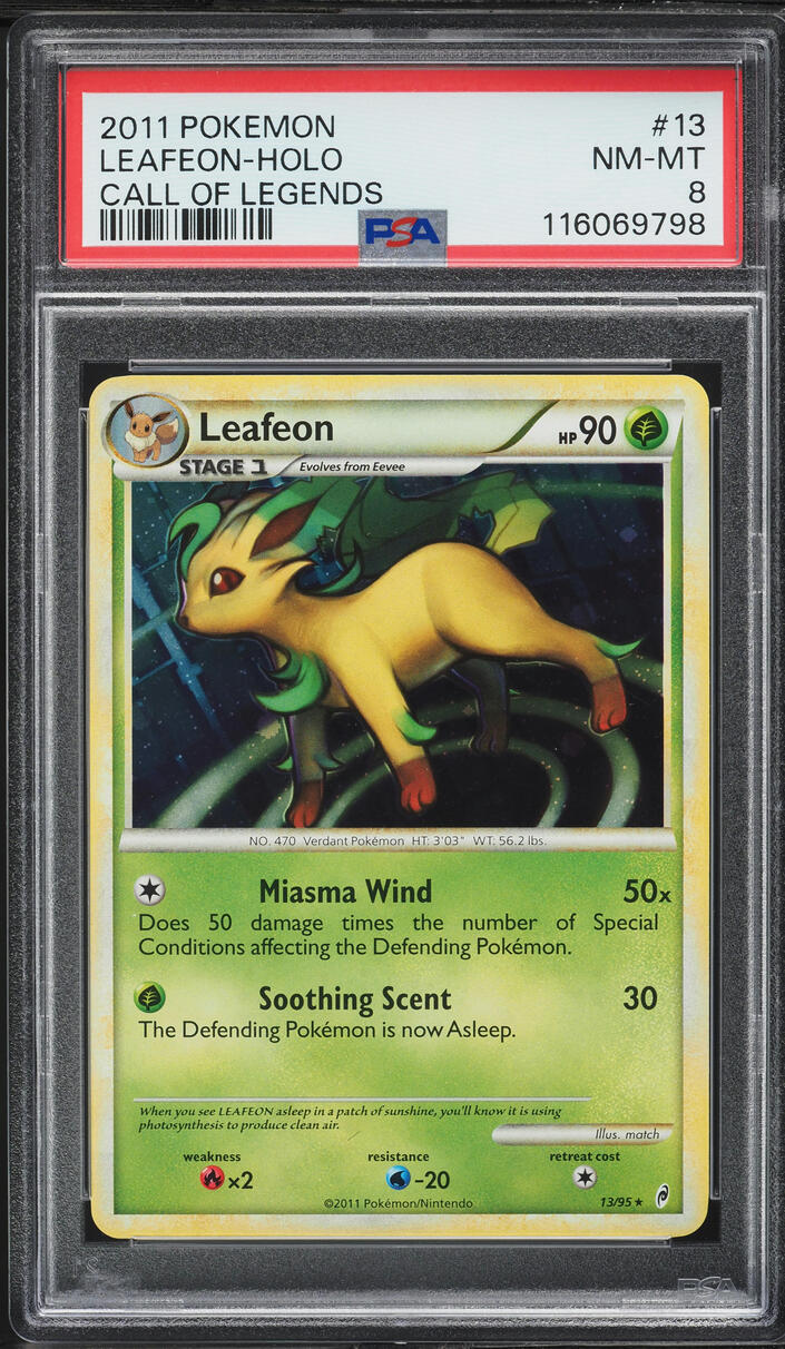 2011 Pokemon Call Of Legends Holo Leafeon #13 PSA 8 NM-MT