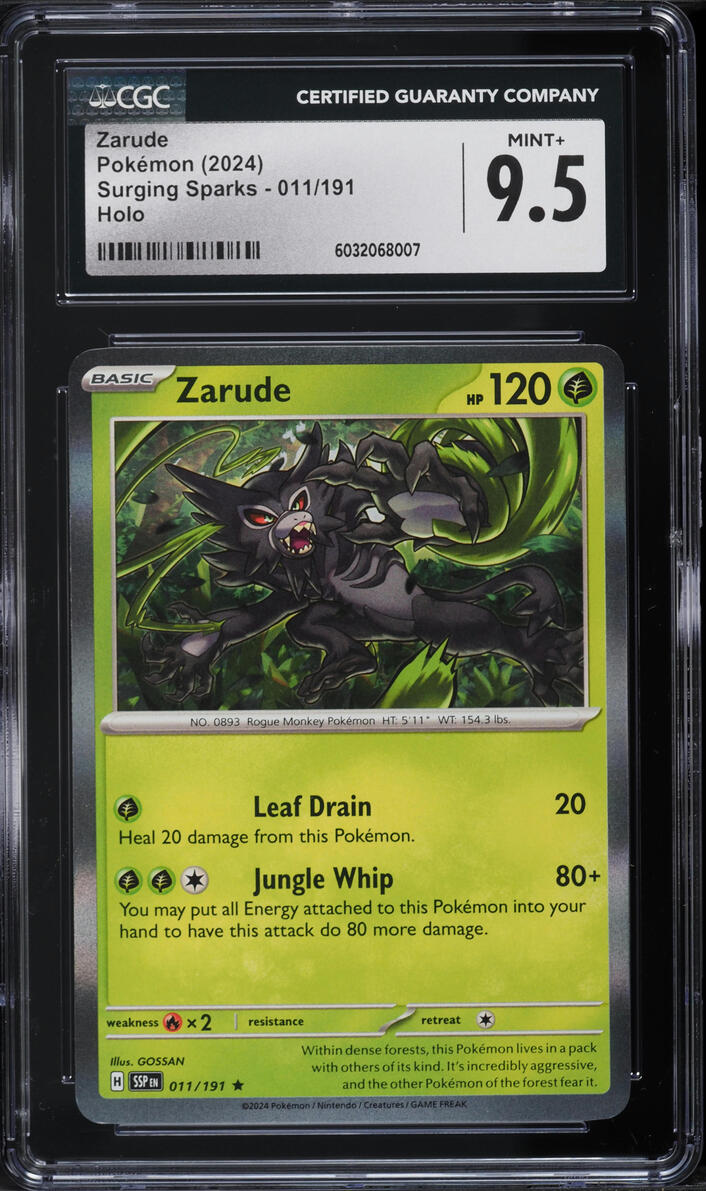 2024 Pokemon Scarlet & Violet Surging Sparks Holo Zarude #11 CGC 9.5 MINT+