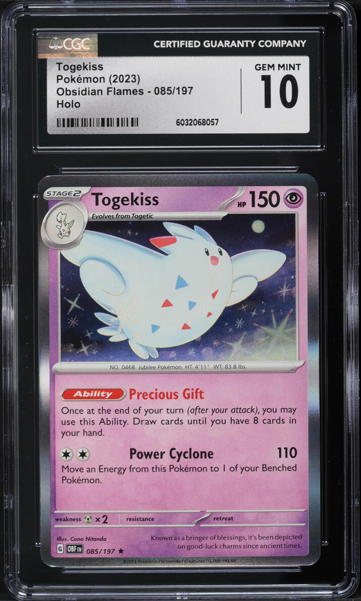 2023 Pokemon Scarlet & Violet Obsidian Flames Holo Togekiss #85 CGC 10 GEM MINT