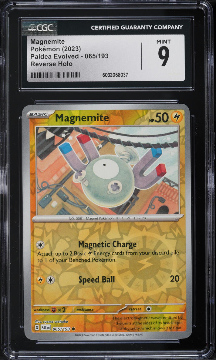 2023 Pokemon SV Paldea Evolved Reverse Holo Magnemite #65 CGC 9 MINT