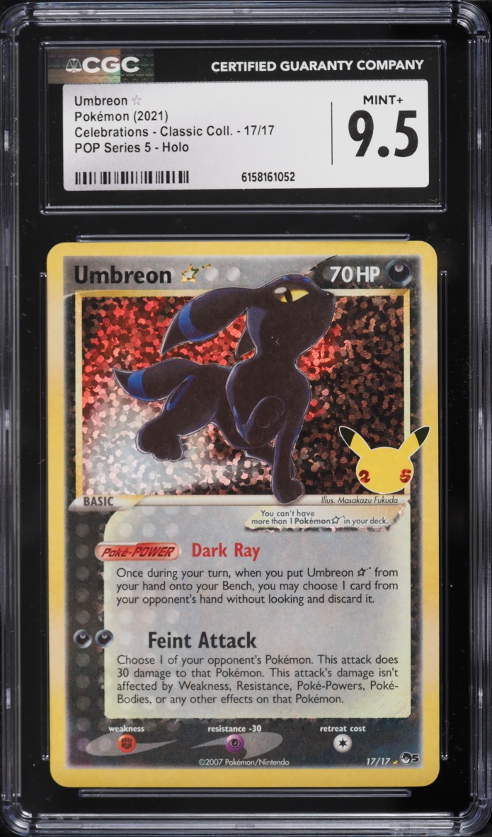 2021 Pokemon SWSH Celebrations Classic Collection Holo Umbreon GOLD STAR #17 CGC 9.5 MINT+