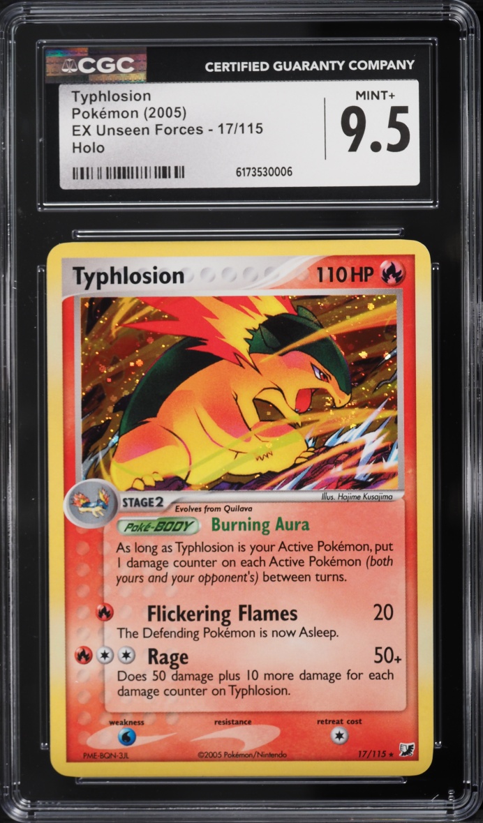 2005 Pokemon EX Unseen Forces Holo Typhlosion #17 CGC 9.5 MINT+