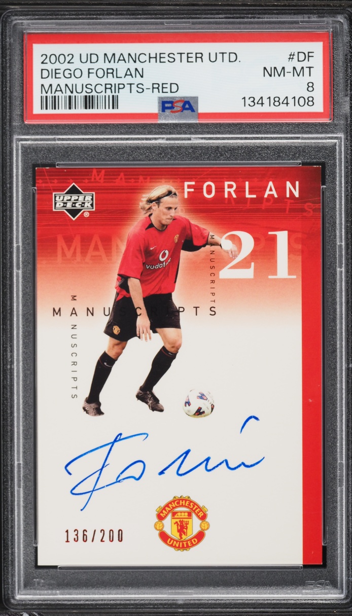 2002 Upper Deck Manchester United Manuscripts Red Diego Forlan ROOKIE AUTO /200 PSA 8 NM-MT