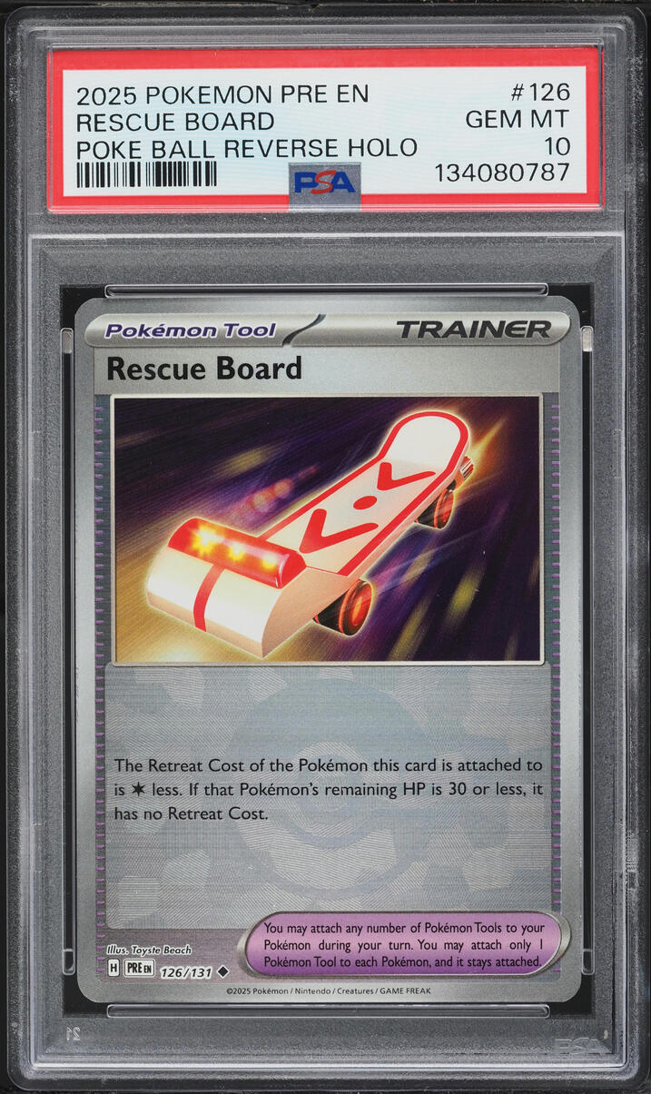 2025 Pokemon SV Prismatic Evolutions Poke Ball Reverse Holo Rescue Board #126 PSA 10 GEM MINT