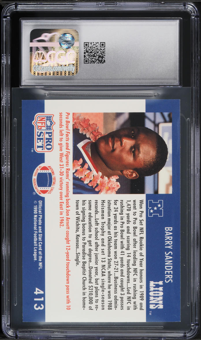 1990 Pro Set Football Barry Sanders #413 CGC 8.5 NM-MT+