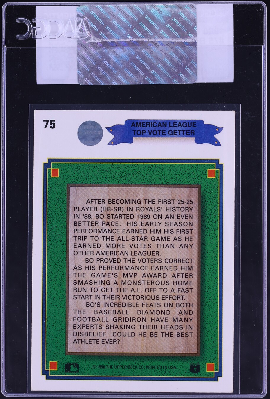 1990 Upper Deck Bo Jackson #75 CGC AUTH