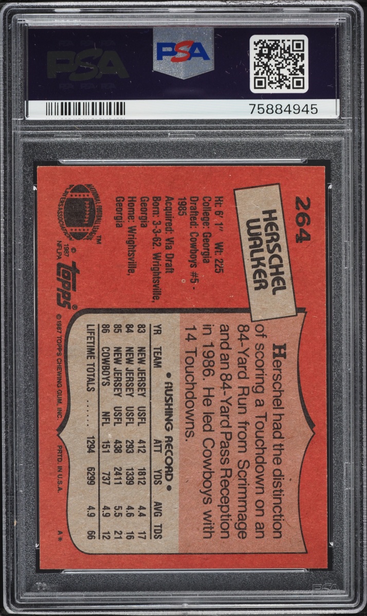 1987 Topps Football Herschel Walker #264 PSA 8 NM-MT