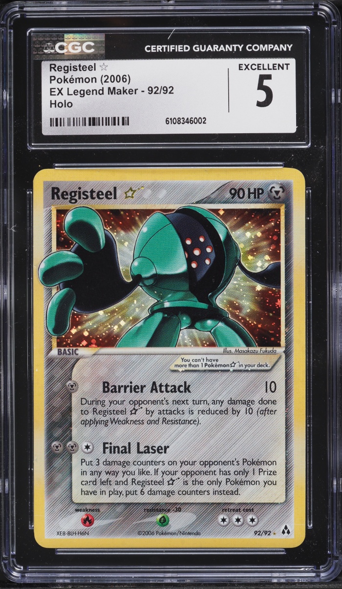 2006 Pokemon EX Legend Maker Holo Registeel Gold Star #92 CGC 5 EX