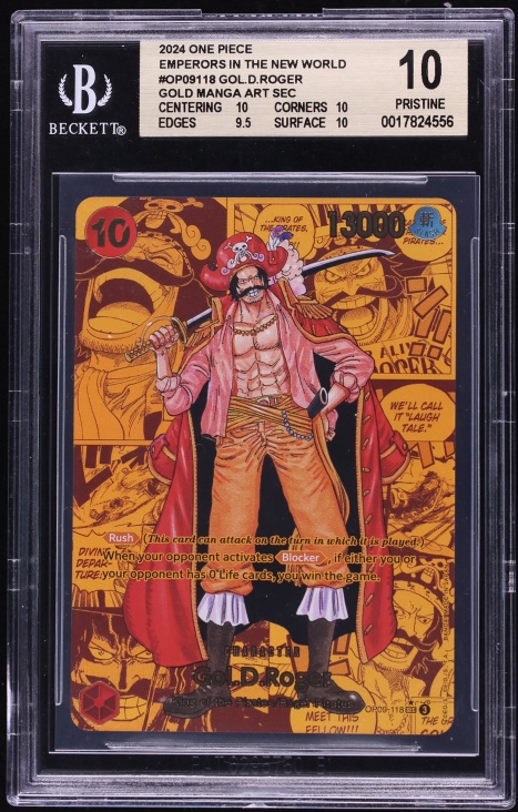2024 One Piece Emperors New World Gold Manga Art SEC Gol D. Roger #OP09-118 BGS 10 PRISTINE