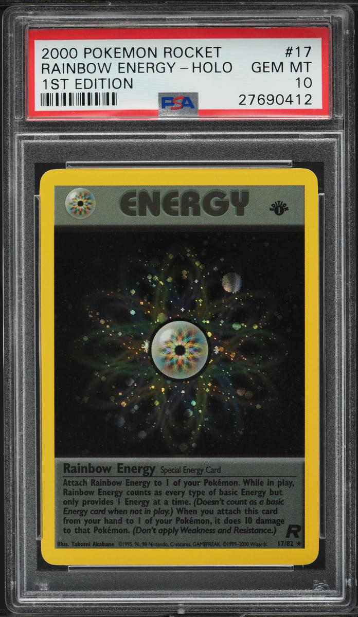 2000 Pokemon Team Rocket 1st Edition Holo Rainbow Energy #17 PSA 10 GEM MINT