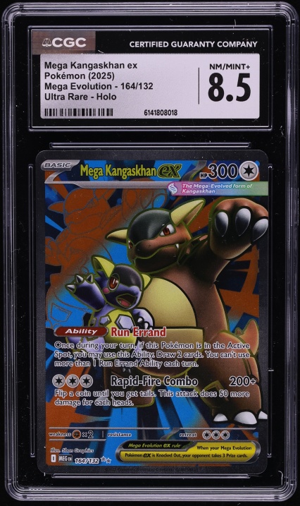 2025 Pokemon Mega Evolution Full Art Mega Kangaskhan Ex #164 CGC 8.5 NM-MT+