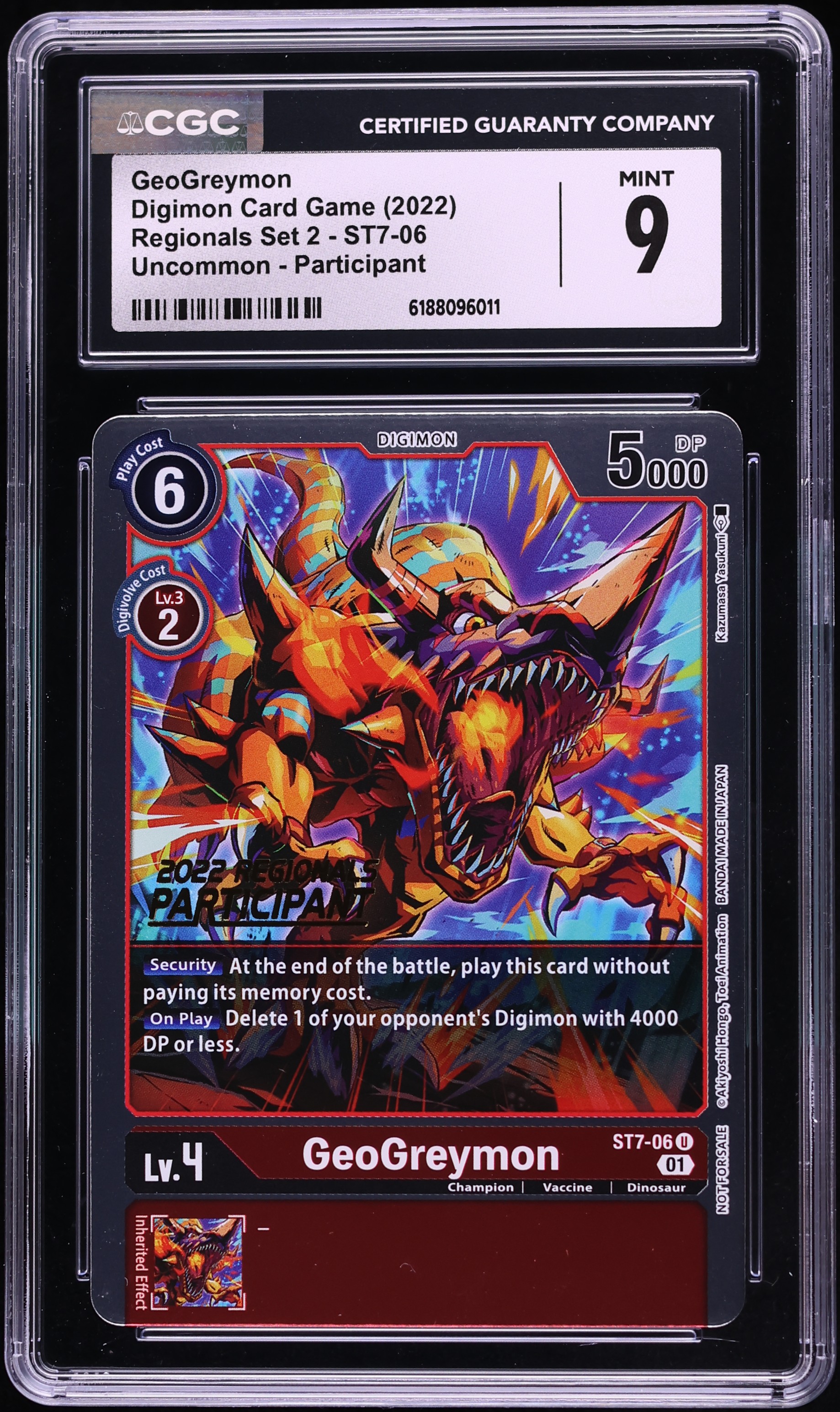 2022 Digimon Regionals Set 2 Participant GeoGreymon #ST7-06 CGC 9 MINT