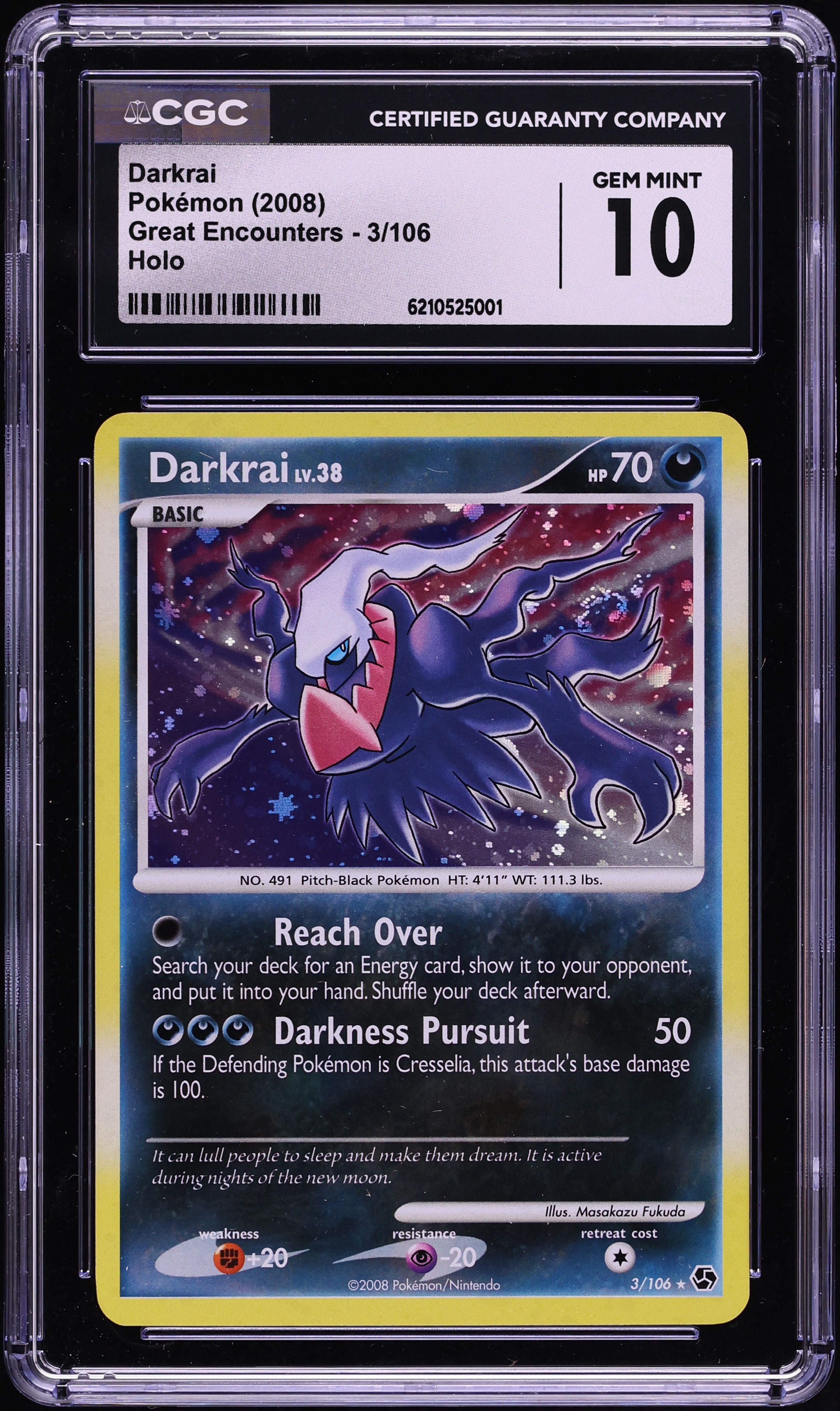 2008 Pokemon Diamond & Pearl Great Encounters Holo Darkrai #3 CGC 10 GEM MINT