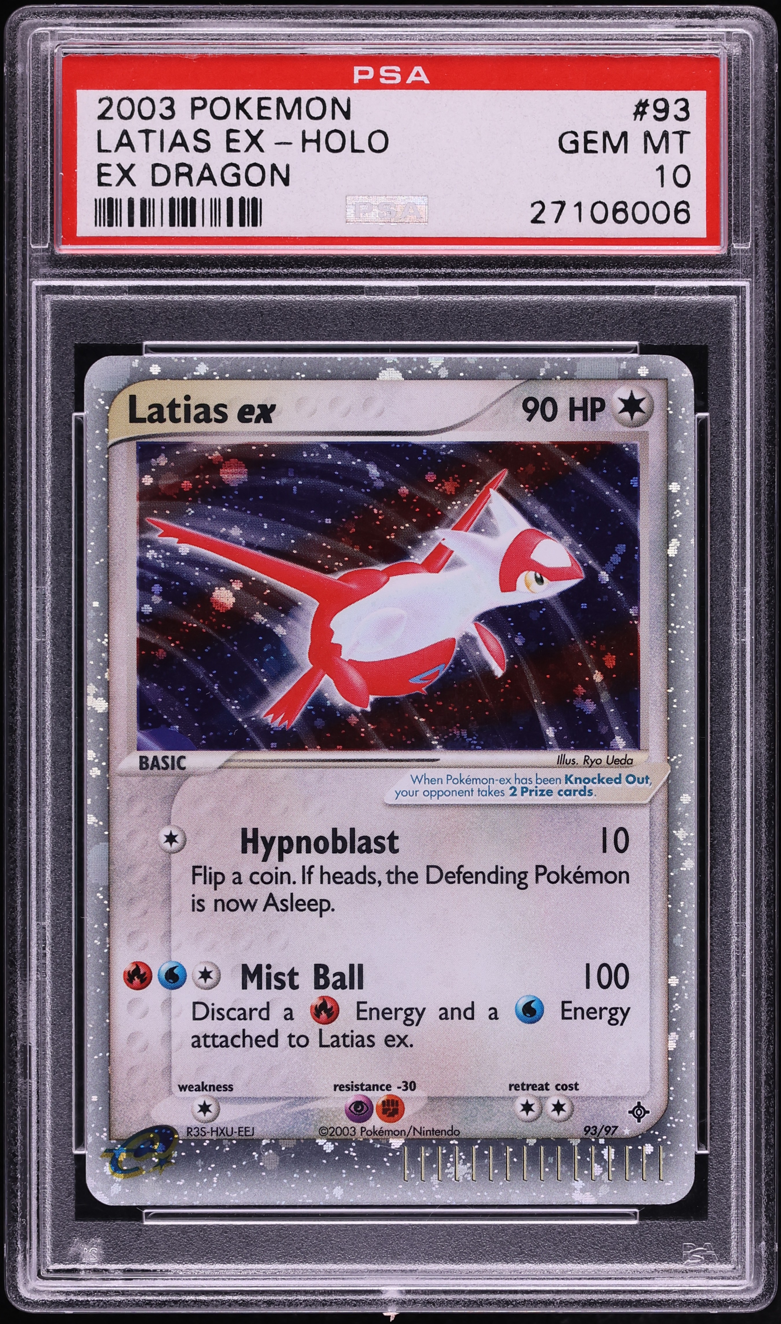 2003 Pokemon EX Dragon Holo Latias EX #93 PSA 10 GEM MINT