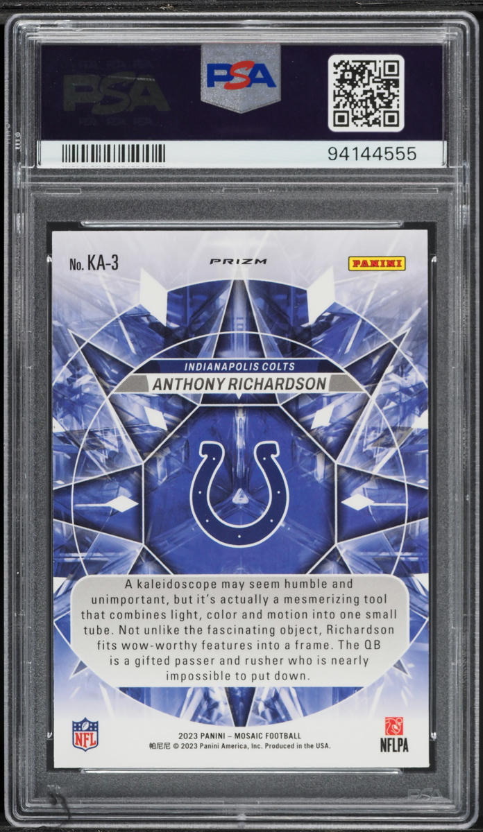 2023 Panini Mosaic Kaleidoscopic Anthony Richardson ROOKIE #KA3 PSA 10 GEM MINT