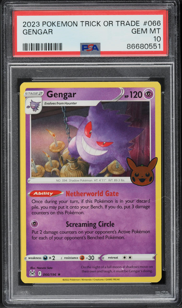 2023 Pokemon SWSH Lost Origin Trick Or Trade Gengar #66 PSA 10 GEM MINT ...