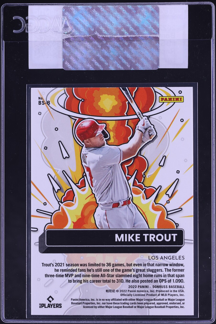2022 Donruss Bomb Squad! Rapture Mike Trout #BS-8 CGC AUTH