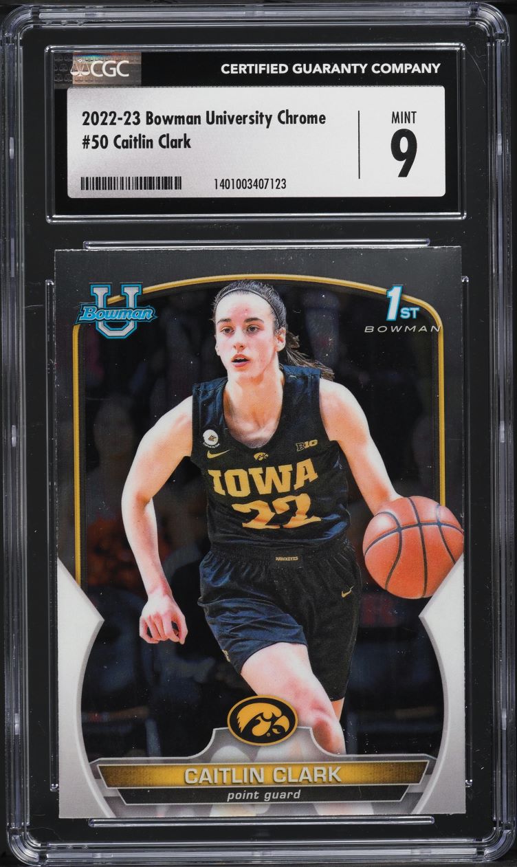 2022 Bowman Chrome University Caitlin Clark ROOKIE #50 CGC 9 MINT
