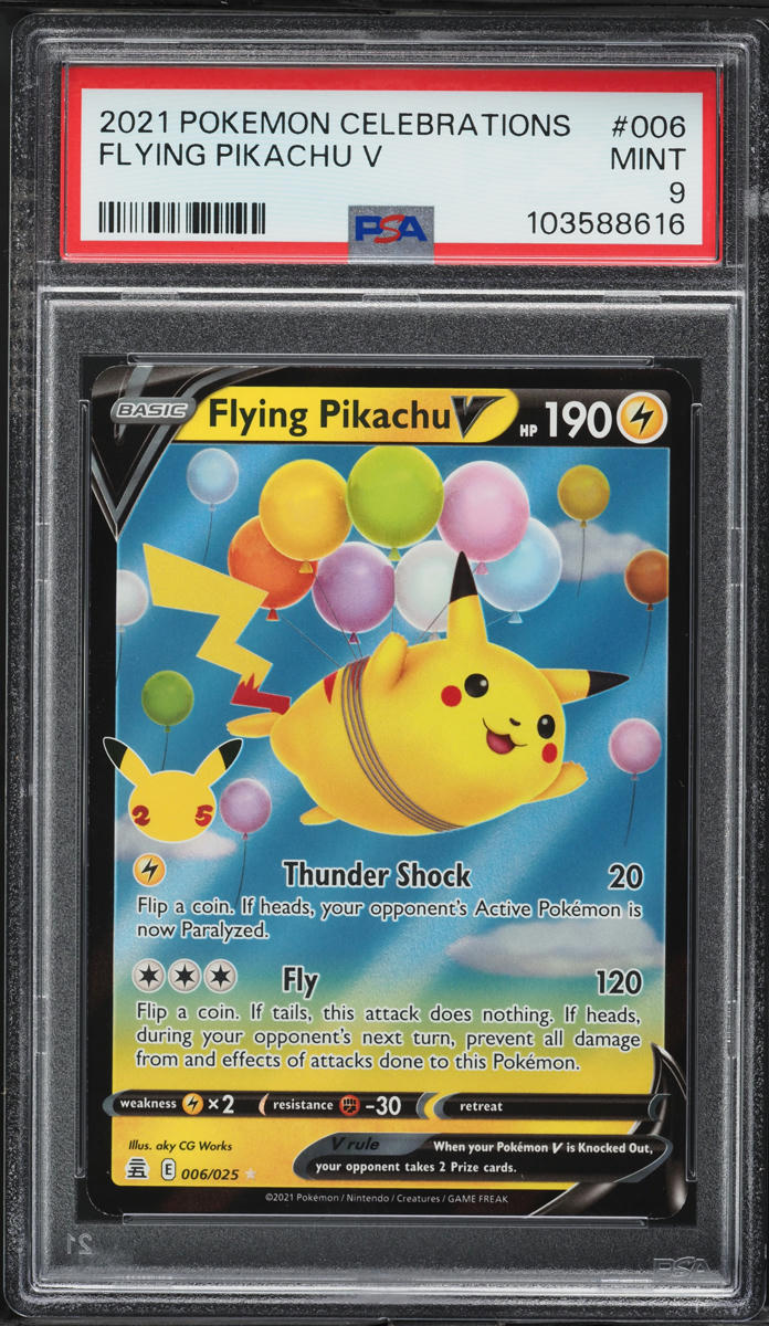 2021 Pokemon Sword & Shield Celebrations Full Art Flying Pikachu V #6 PSA 9 MINT