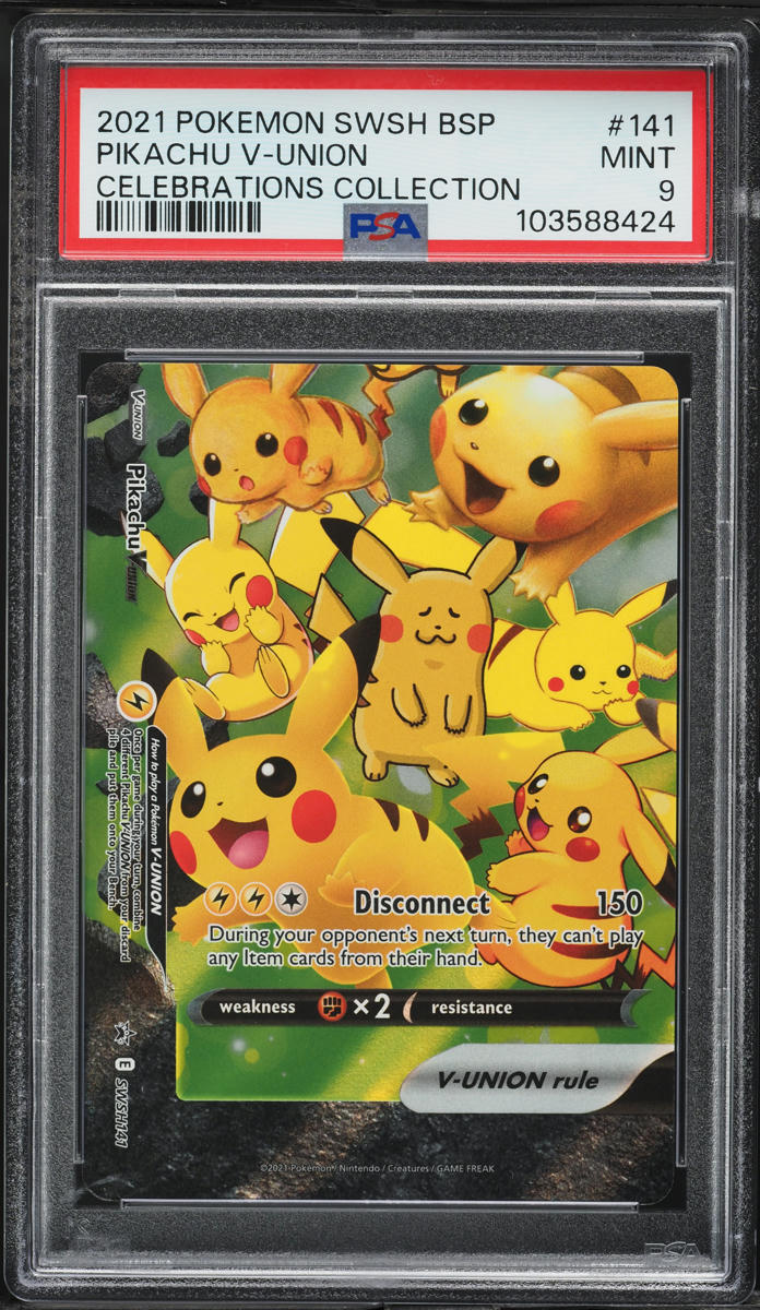 2021 Pokemon SWSH Black Star Promo Celebrations Full Art Pikachu V Union PSA 9