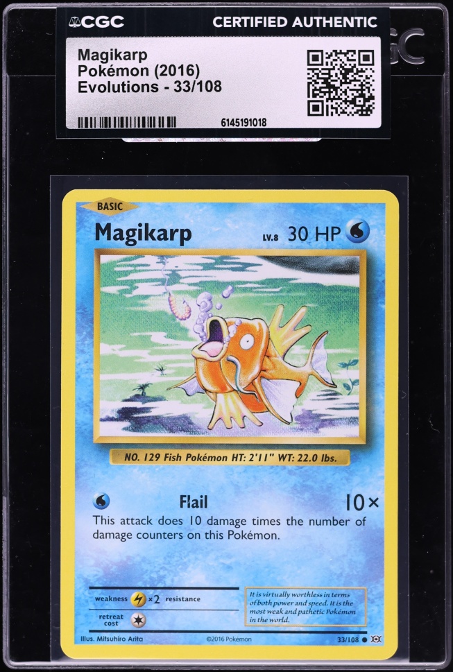 2016 Pokemon XY Evolutions Magikarp #33 CGC AUTH