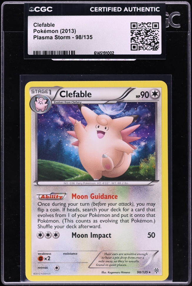 2013 Pokemon Black & White Plasma Storm Clefable #98 CGC AUTH