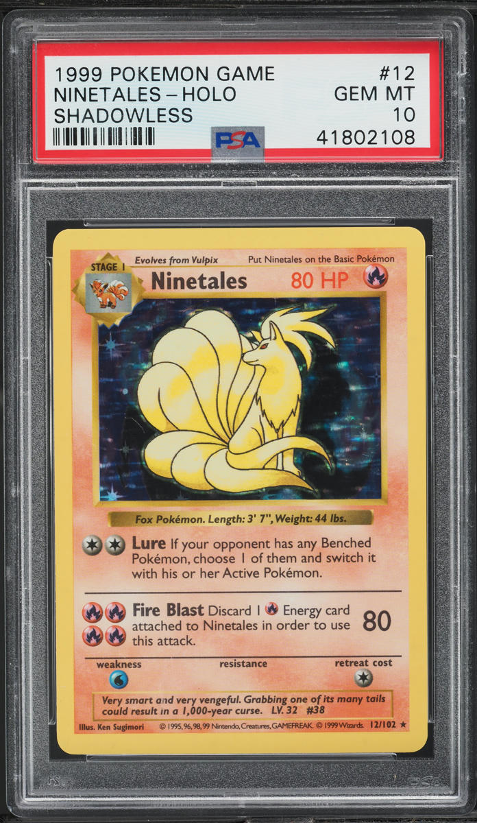 1999 Pokemon Base Set Shadowless Holo Ninetales #12 PSA 10 GEM MINT