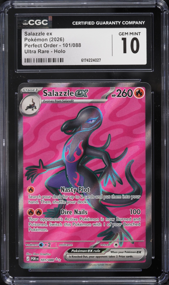2026 Pokemon Mega Evolution Perfect Order Full Art Salazzle ex #101 CGC 10 GEM MINT