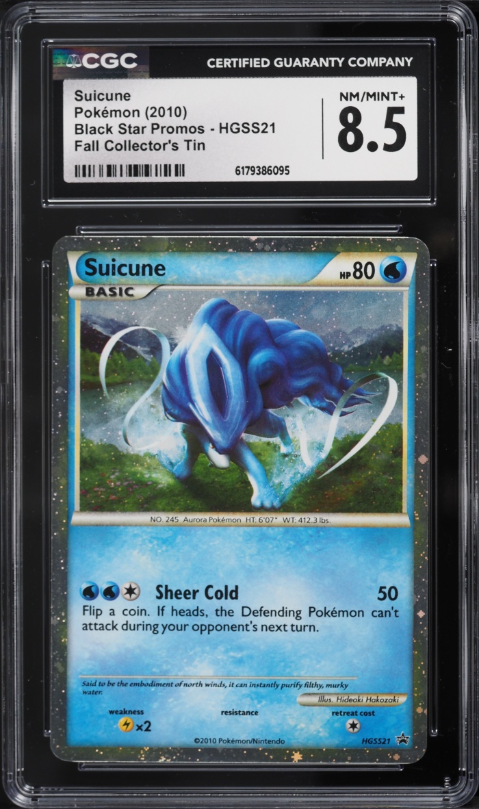 2010 Pokemon HeartGold & SoulSilver Promo Fall Collector's Tin Suicune #HGSS21 CGC 8.5 NM-MT+