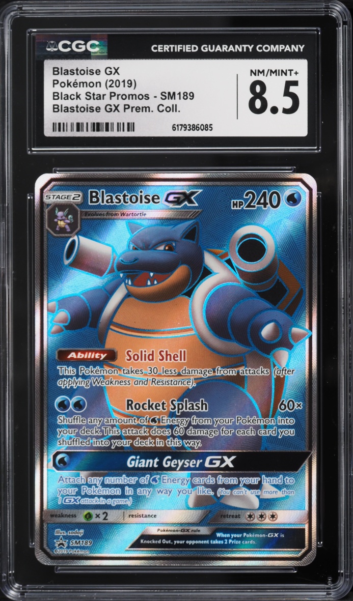 2019 Pokemon Sun & Moon Promo Premium Collection Full Art Blastoise GX #SM189 CGC 8.5 NM-MT+